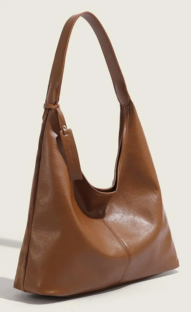 Slouchy PU Leather Crescent Shoulder Bag Women Hobo Bags Trendy Crossbody Purse Satchels Cute Top-handle Tote Handbag 2024