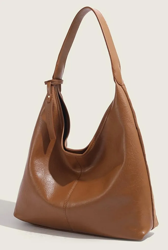 Slouchy PU Leather Crescent Shoulder Bag Women Hobo Bags Trendy Crossbody Purse Satchels Cute Top-handle Tote Handbag 2024