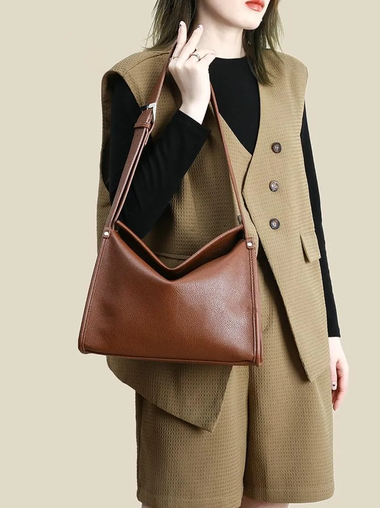Slouchy PU Leather Hobo Bags Women Trendy Shoulder Bag Crescent Crossbody Phone Purse Cute Satchels Box Bag Tote Handbag