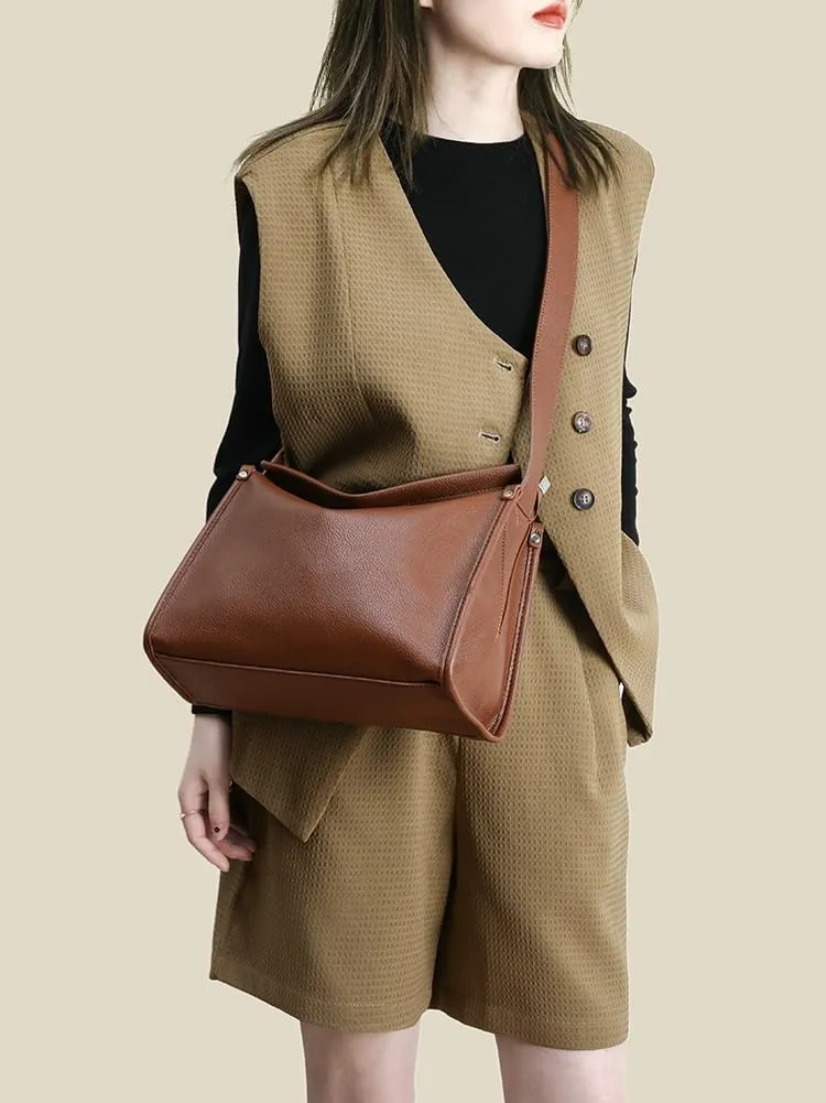 Slouchy PU Leather Hobo Bags Women Trendy Shoulder Bag Crescent Crossbody Phone Purse Cute Satchels Box Bag Tote Handbag