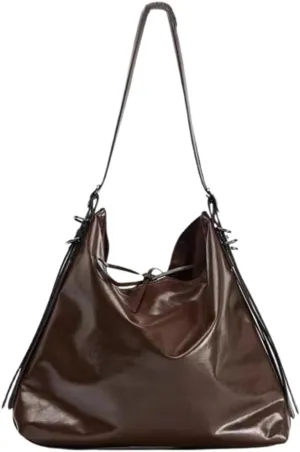 Slouchy PU Leather Underarm Crescent Hobo Bags Women Trendy Shoulder Satchels Bag Crossbody Purse Top-handle Tote Handbag
