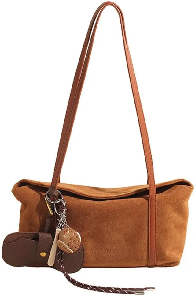 Slouchy Suede Bucket Hobo Bags Crescent Satchels Underarm Shoulder Bag Trendy Crossbody Purse Top-handle Tote Handbag 2024