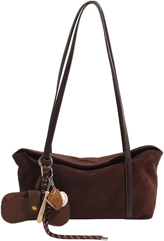 Slouchy Suede Bucket Hobo Bags Crescent Satchels Underarm Shoulder Bag Trendy Crossbody Purse Top-handle Tote Handbag 2024