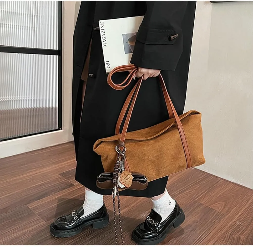 Slouchy Suede Bucket Hobo Bags Crescent Satchels Underarm Shoulder Bag Trendy Crossbody Purse Top-handle Tote Handbag 2024