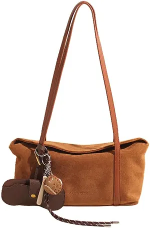 Slouchy Suede Bucket Hobo Bags Crescent Satchels Underarm Shoulder Bag Trendy Crossbody Purse Top-handle Tote Handbag 2024
