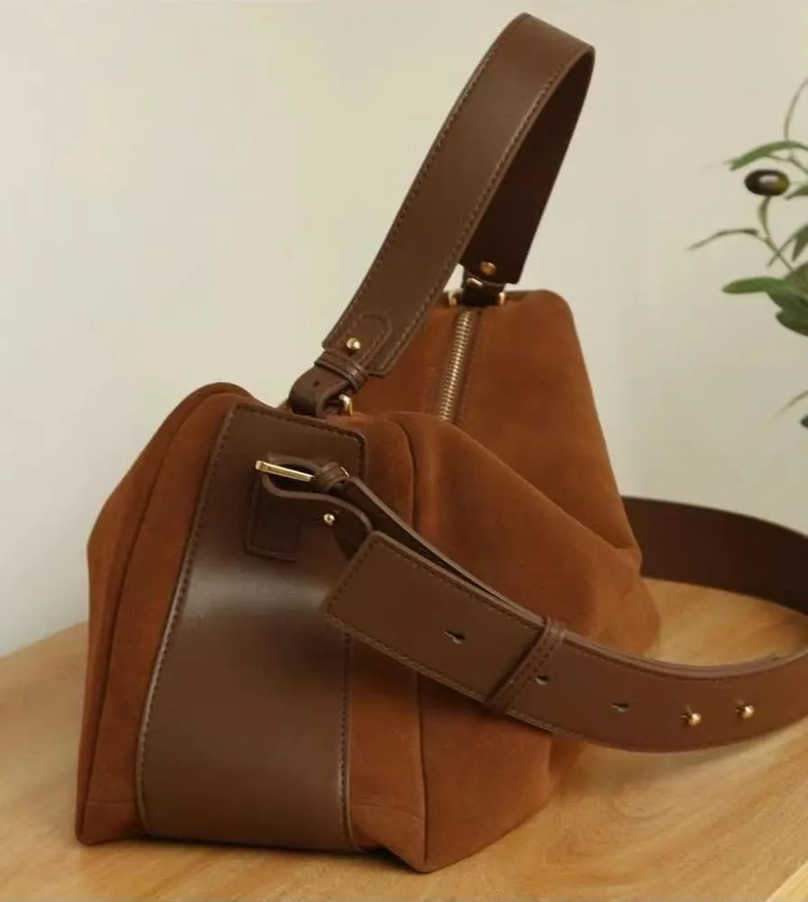 Slouchy Suede Cloud Hobo Bags Women Crescent Satchels Shoulder Bag Crossbody Phone Purse Trendy Top-handle Tote Handbag
