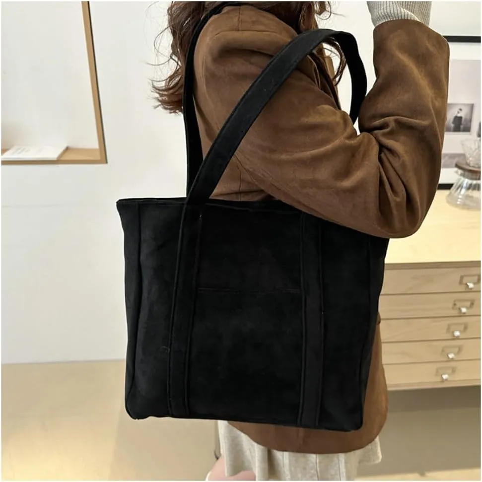 Slouchy Suede Crescent Shoulder Bag Women Trendy Crossbody Purse Hobo Bags Cute Satchels Bag Top-handle Tote Handbag