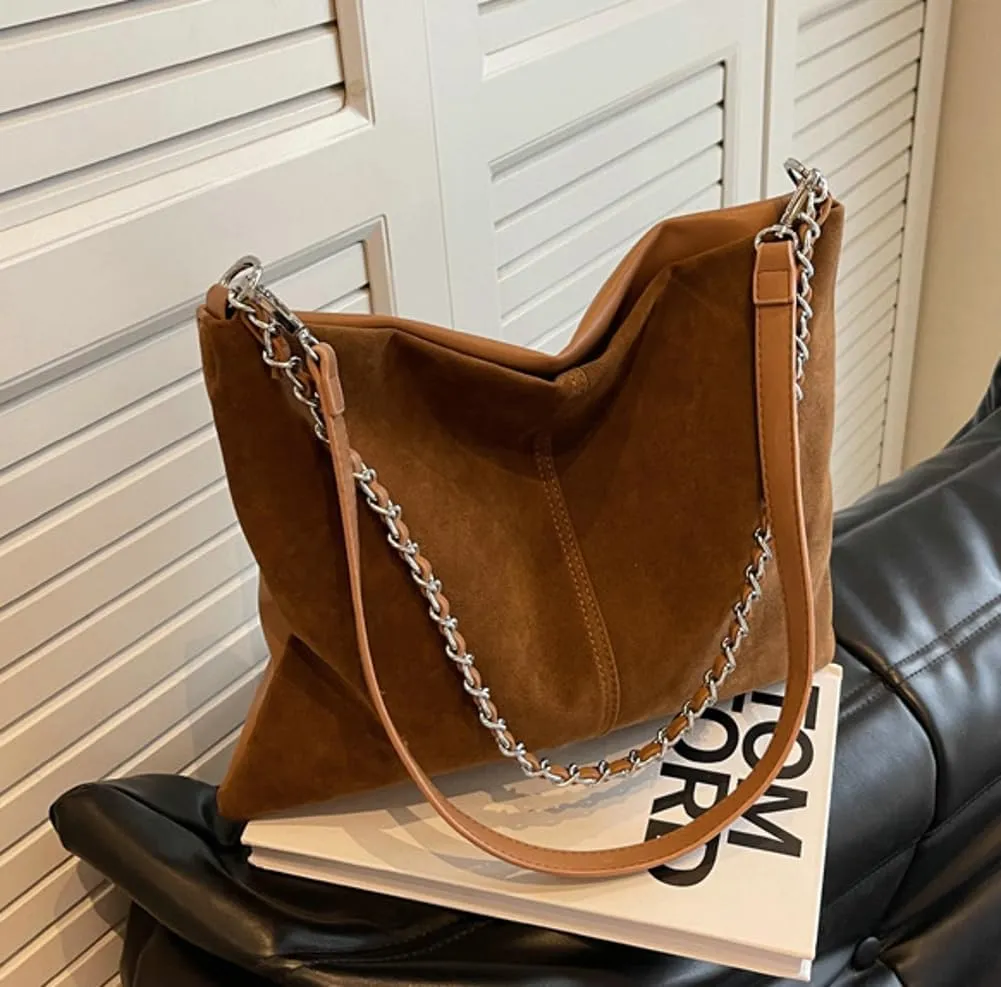 Slouchy Suede Hobo Bags Women Crescent Satchels Shoulder Bag Top-handle Crossbody Purse Trendy Travel College Tote Handbag