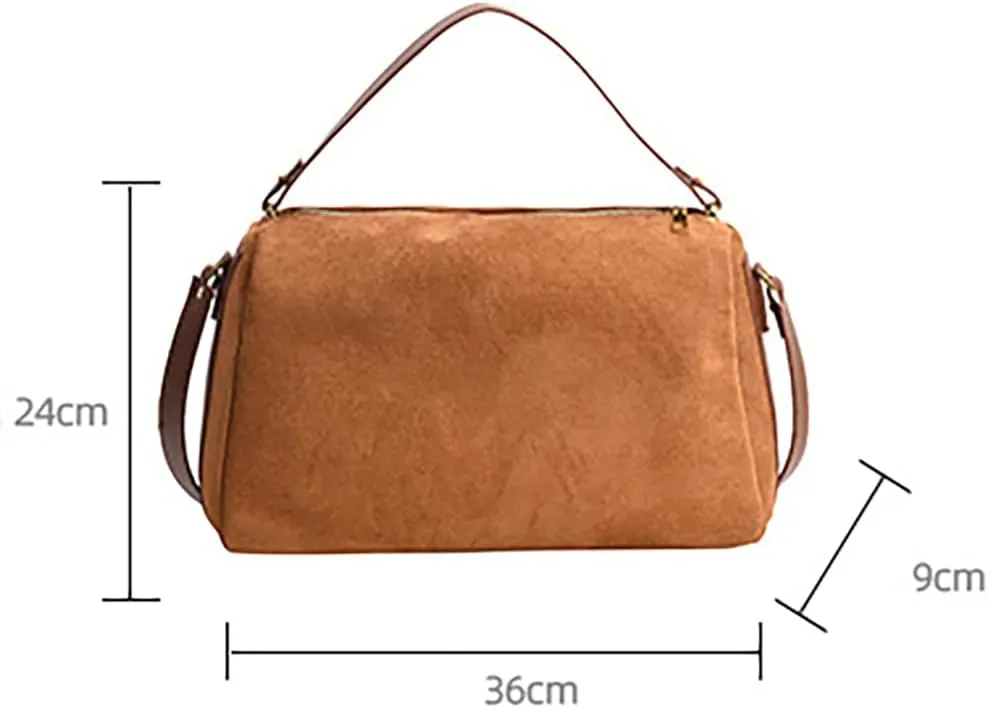Slouchy Suede Tote Bags for Women Soft Faux Leather Satchels Large Shoulder Crossbody Purse Trendy Working Handbag