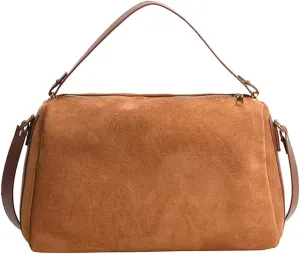Slouchy Suede Tote Bags for Women Soft Faux Leather Satchels Large Shoulder Crossbody Purse Trendy Working Handbag