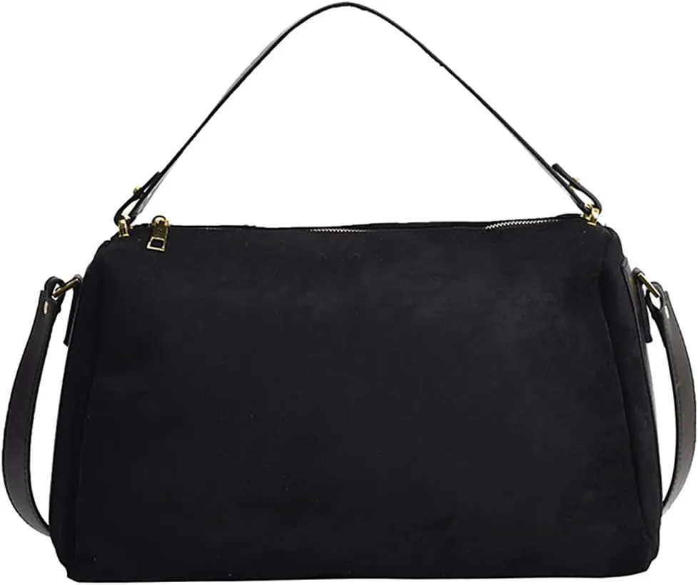 Slouchy Suede Tote Bags for Women Soft Faux Leather Satchels Large Shoulder Crossbody Purse Trendy Working Handbag
