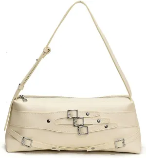 Slouchy Y2K PU Leather Crescent Hobo Bags Women Trendy 90s Crossbody Purse Satchels Shoulder Bag Top-handle Tote Handbag