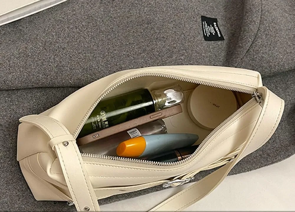 Slouchy Y2K PU Leather Crescent Hobo Bags Women Trendy 90s Crossbody Purse Satchels Shoulder Bag Top-handle Tote Handbag