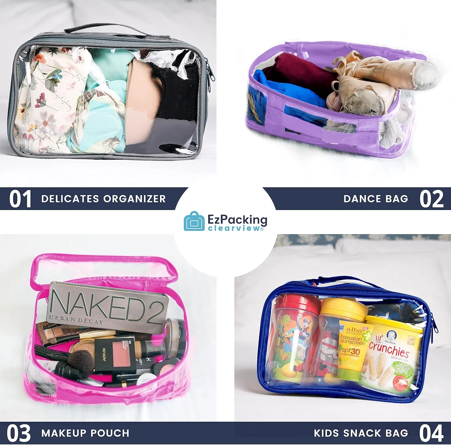 Small Clear Travel Packing Cube/See Through PVC Plastic Pouch for Carry On Suitcase, Backpack or Diaper Bag/Transparent Multipurpose Accessories, Makeup & Underwear Organizer w/Handle (Burgundy)