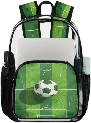 Soccer Heavy Duty Clear Backpack Soccer Field Large See Through Backpacks PVC Transparent Backpack Clear Bag for Women Men Security Stadium Work Travel Events Concert