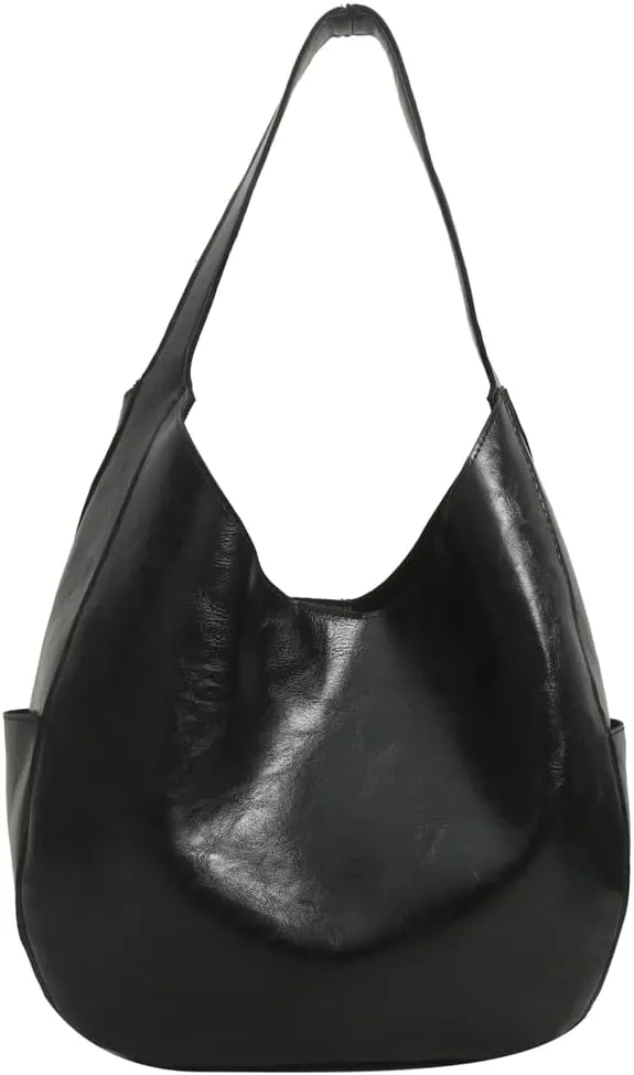 Soft Vegan Leather Shoulder Bag for Women Large Dumpling Tote Purse Retro Working Handbag Top Handle Satchels
