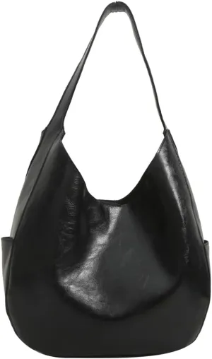 Soft Vegan Leather Shoulder Bag for Women Large Dumpling Tote Purse Retro Working Handbag Top Handle Satchels