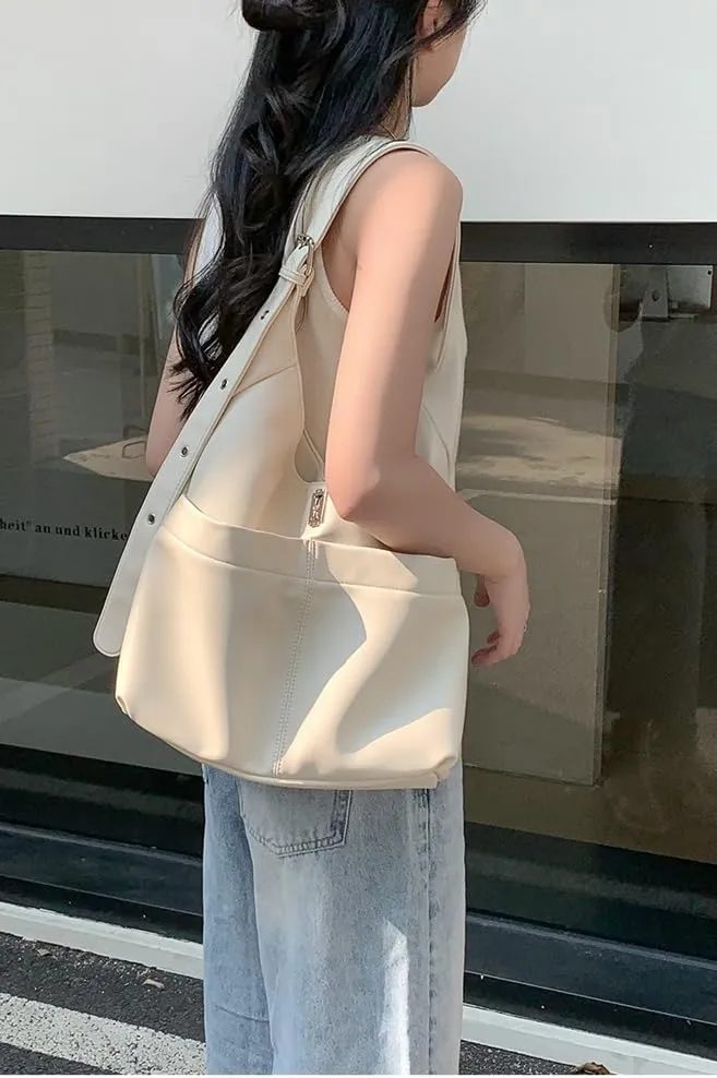 Soft Vegan Leather Shoulder Bag for Women Large Tote Crossbody Purse Y2K Underarm Handbags Working Satchels