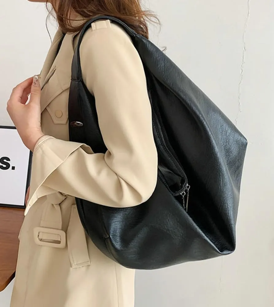 Soft Vegan Leather Tote Bag for Women Oversized Shoulder Purse Large Handbag Dumpling Satchels for Work Travel