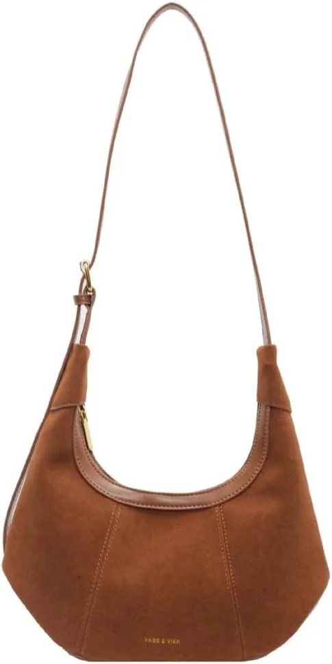 Suede Purse Handbag for Women Casual Crescent Satchels Shoulder Bag Crossbody Purse Top-handle Tote Party Shopping