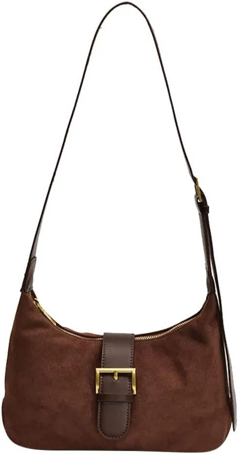 Suede Shoulder bag for Women Vintage Fashion Casual Hobo Bag Women's Small Totes bag Faux Work Handbag Saddle Bag