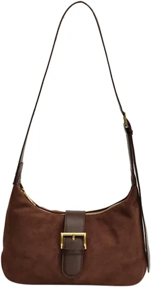 Suede Shoulder bag for Women Vintage Fashion Casual Hobo Bag Women's Small Totes bag Faux Work Handbag Saddle Bag