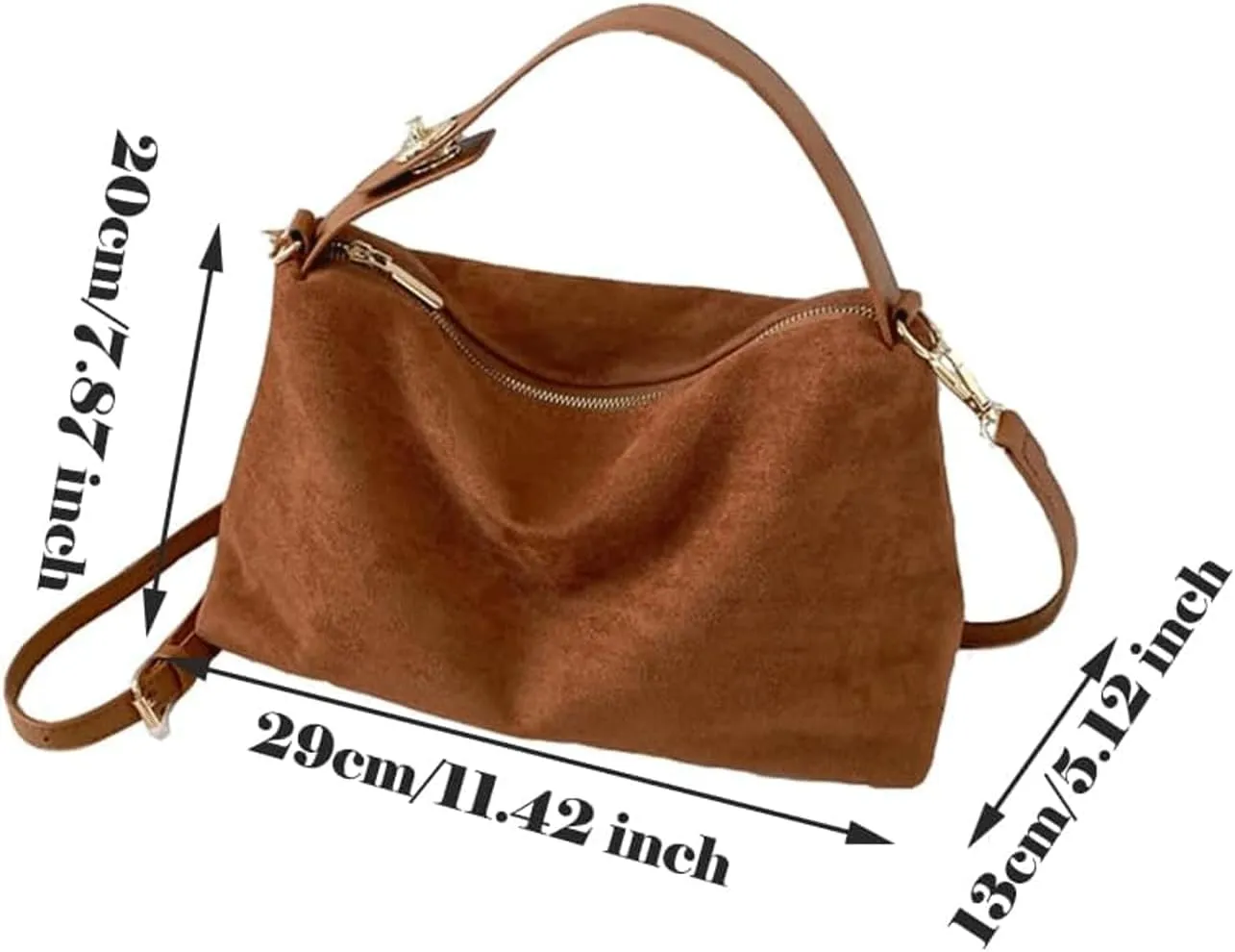 Suede Tote Bag for Women Slouchy Hobo Crossbody Handbag Vintage Top Handle Crescent Satchels Shoulder Bag
