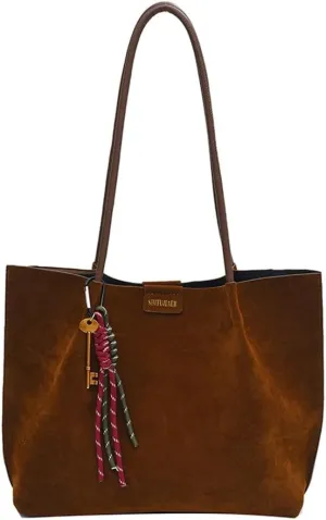Suede Tote Bag for Women Trendy Large Underarm Shoulder Bag Satchels Suede Tote Handbag Work Travel Purse