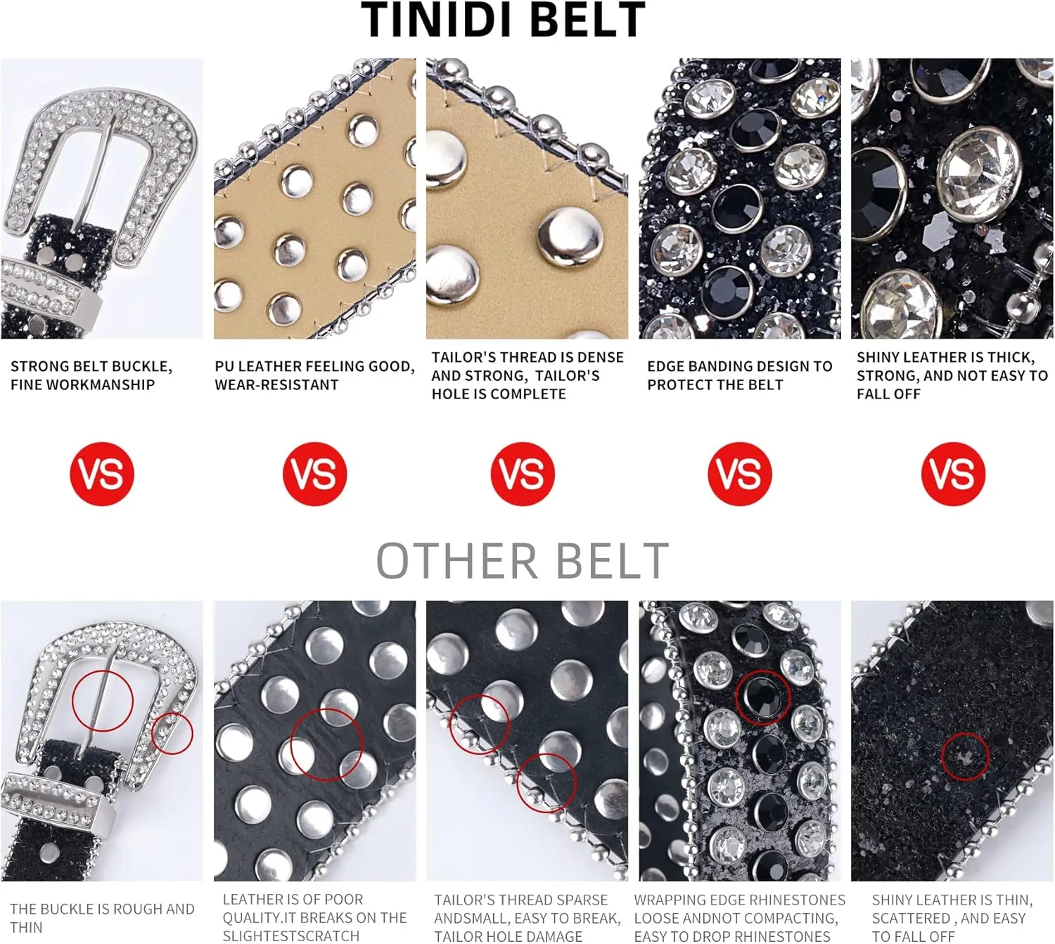 TINIDI Luxury Strap Men Women Rhinestones Belt Western Bling Bling Crystal Diamond Studded Belts