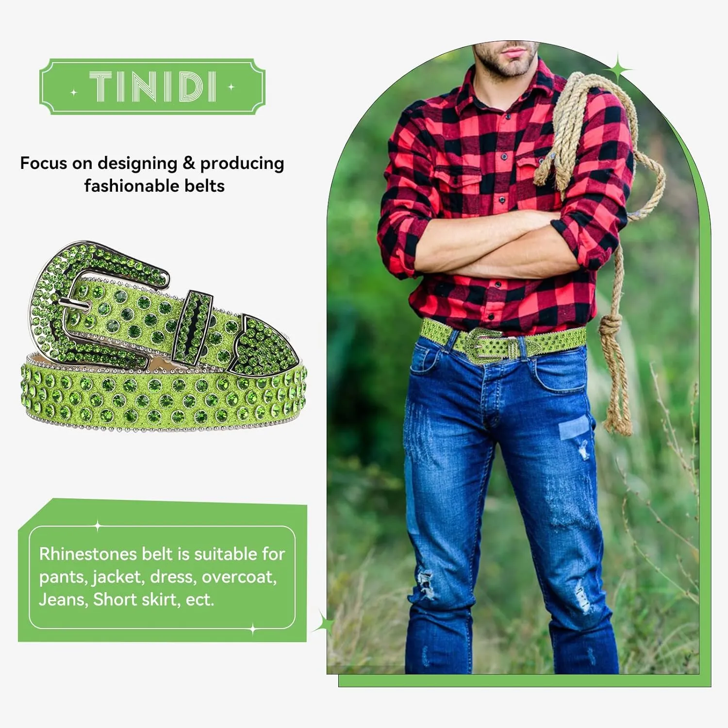 TINIDI Luxury Strap Men Women Rhinestones Belt Western Bling Bling Crystal Diamond Studded Belts