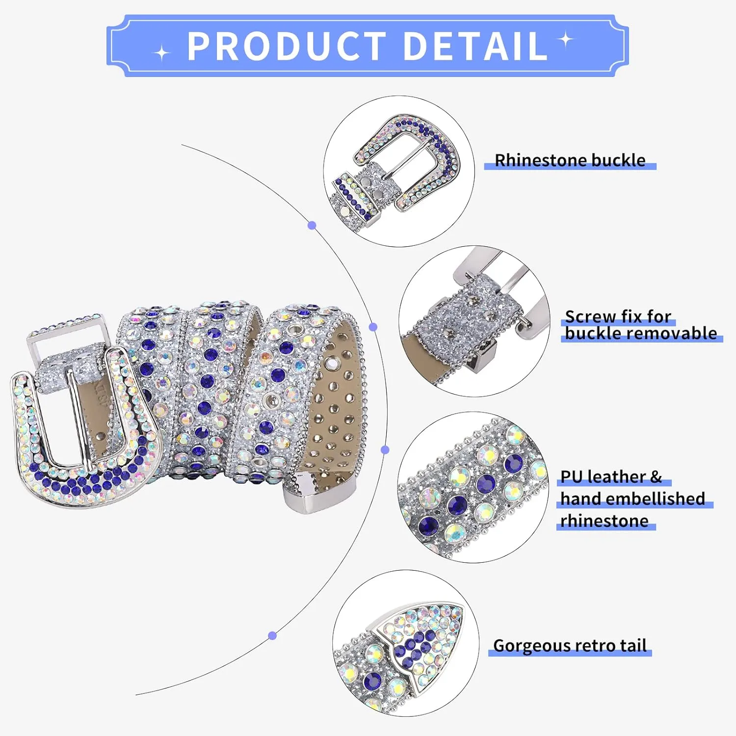 TINIDI Luxury Strap Men Women Rhinestones Belt Western Bling Bling Crystal Diamond Studded Belts