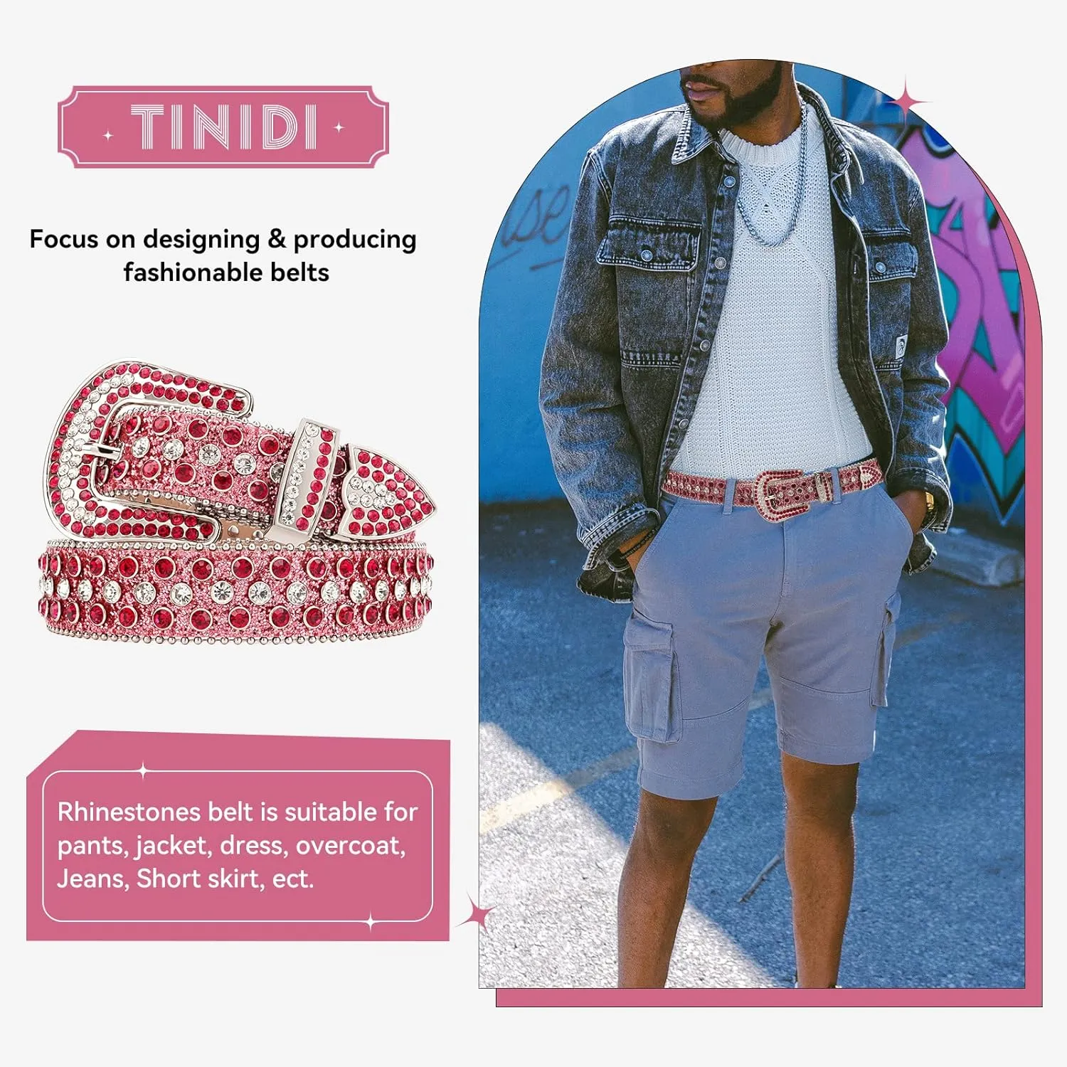 TINIDI Luxury Strap Men Women Rhinestones Belt Western Bling Bling Crystal Diamond Studded Belts