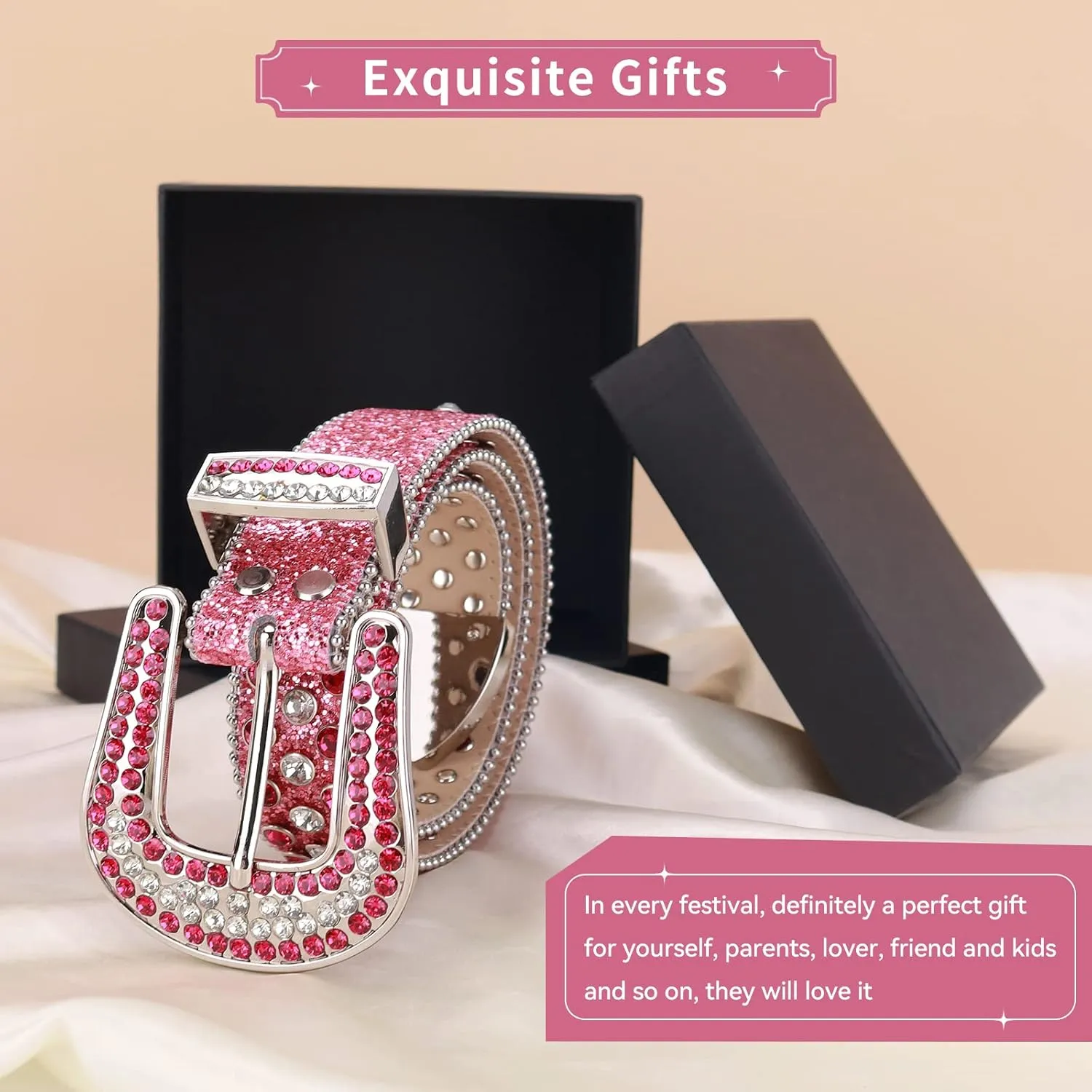 TINIDI Luxury Strap Men Women Rhinestones Belt Western Bling Bling Crystal Diamond Studded Belts