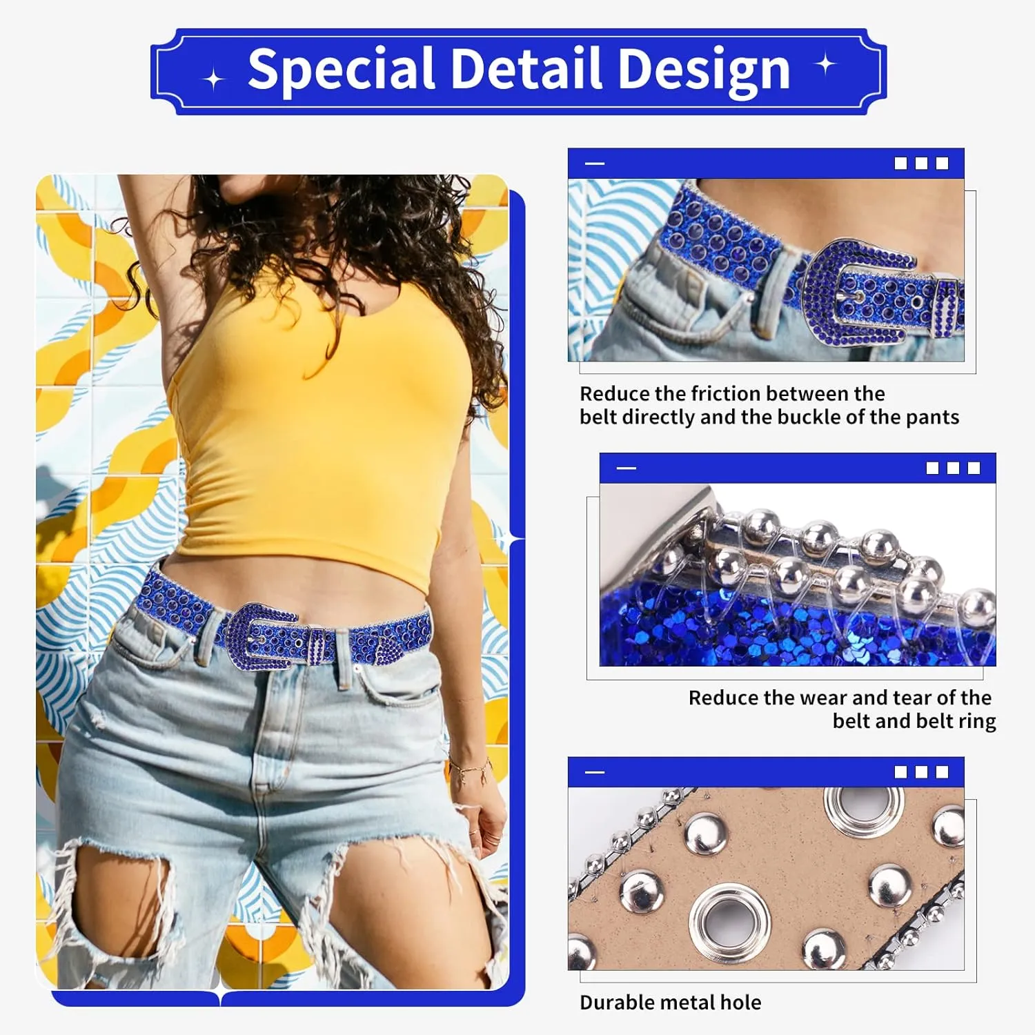 TINIDI Luxury Strap Men Women Rhinestones Belt Western Bling Bling Crystal Diamond Studded Belts