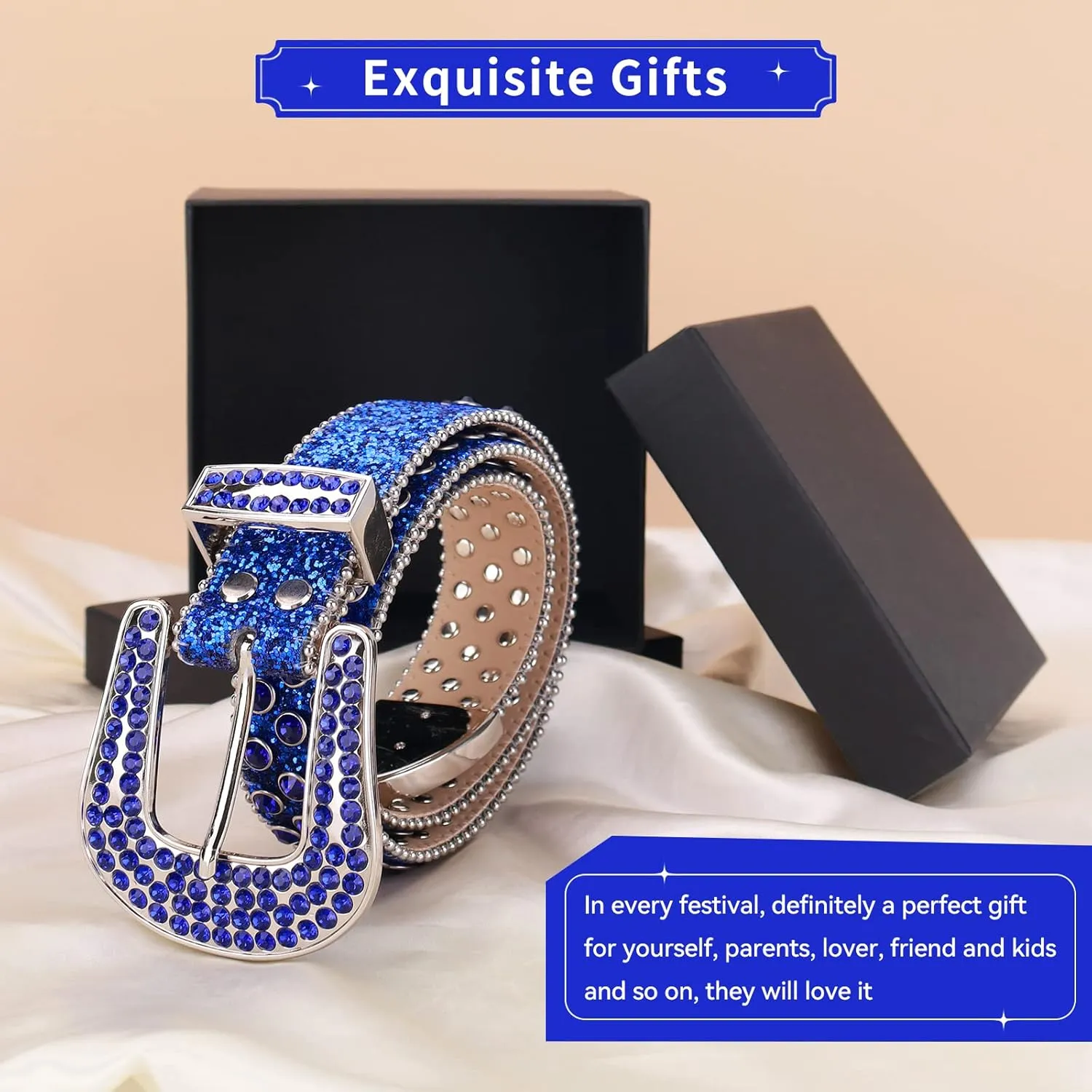 TINIDI Luxury Strap Men Women Rhinestones Belt Western Bling Bling Crystal Diamond Studded Belts