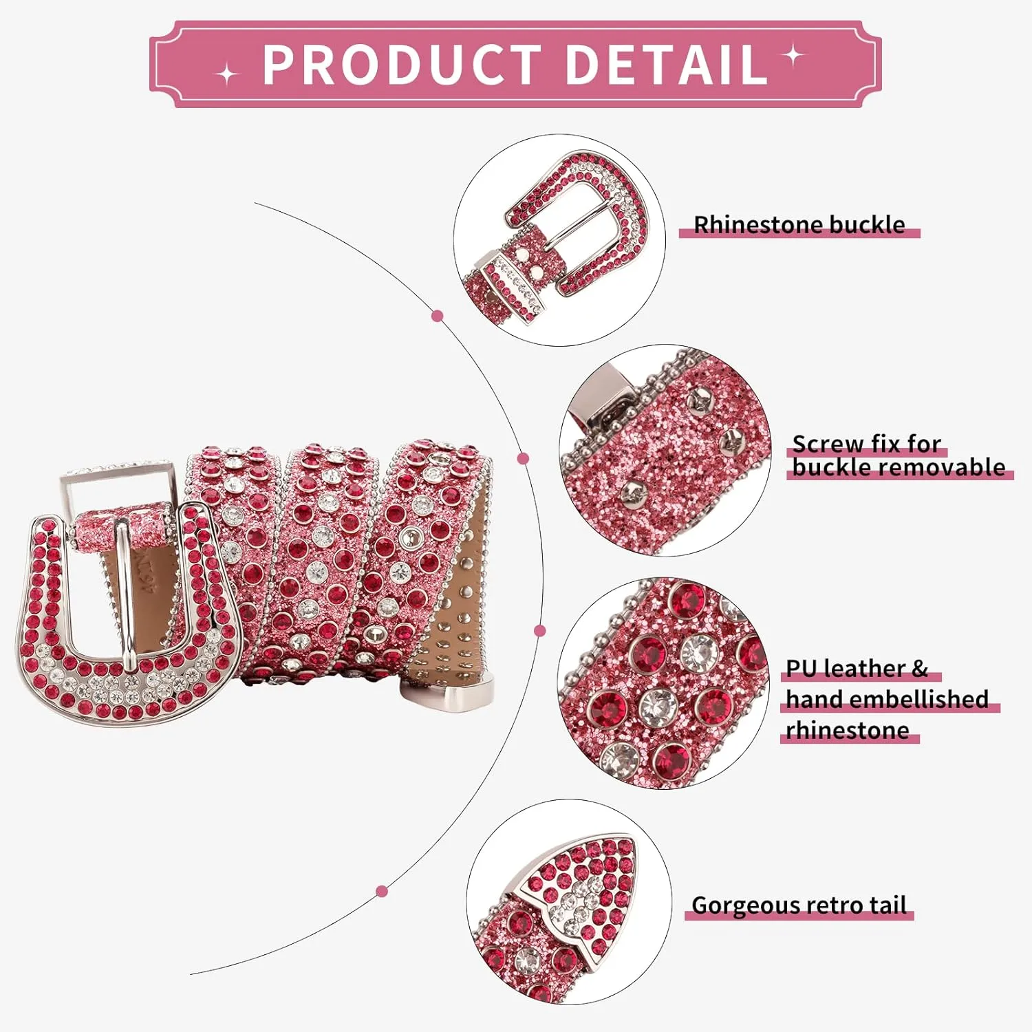 TINIDI Luxury Strap Men Women Rhinestones Belt Western Bling Bling Crystal Diamond Studded Belts