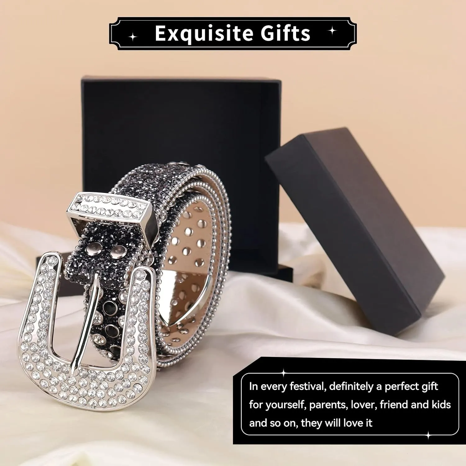TINIDI Luxury Strap Men Women Rhinestones Belt Western Bling Bling Crystal Diamond Studded Belts