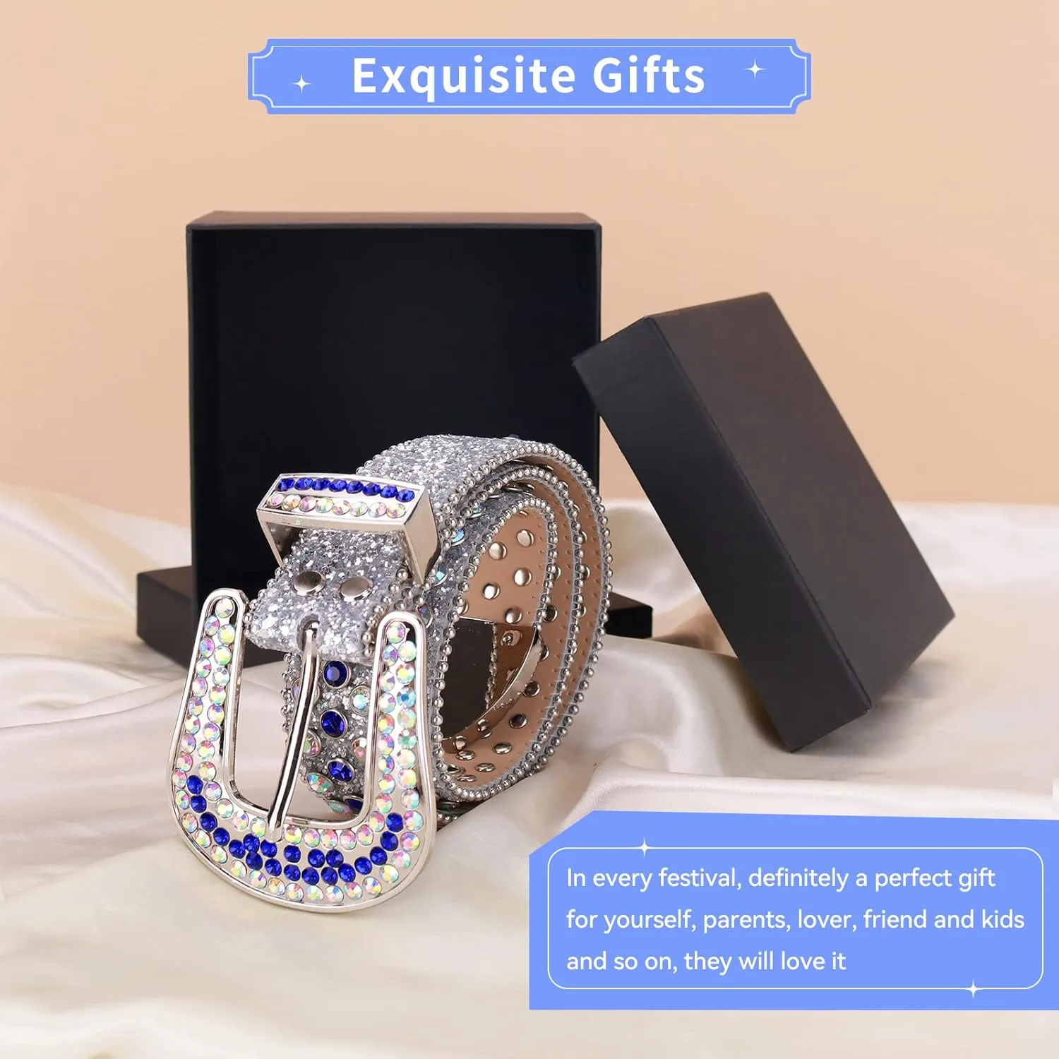 TINIDI Luxury Strap Men Women Rhinestones Belt Western Bling Bling Crystal Diamond Studded Belts