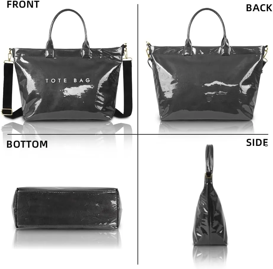 Tote Bag for Women PVC Clear Totes Bags Large Plastic Carry All Bag Crossbody Shoulder Handbag Hobo for Work Travel