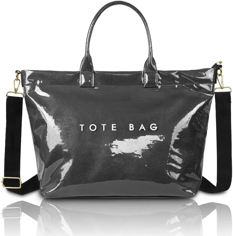 Tote Bag for Women PVC Clear Totes Bags Large Plastic Carry All Bag Crossbody Shoulder Handbag Hobo for Work Travel