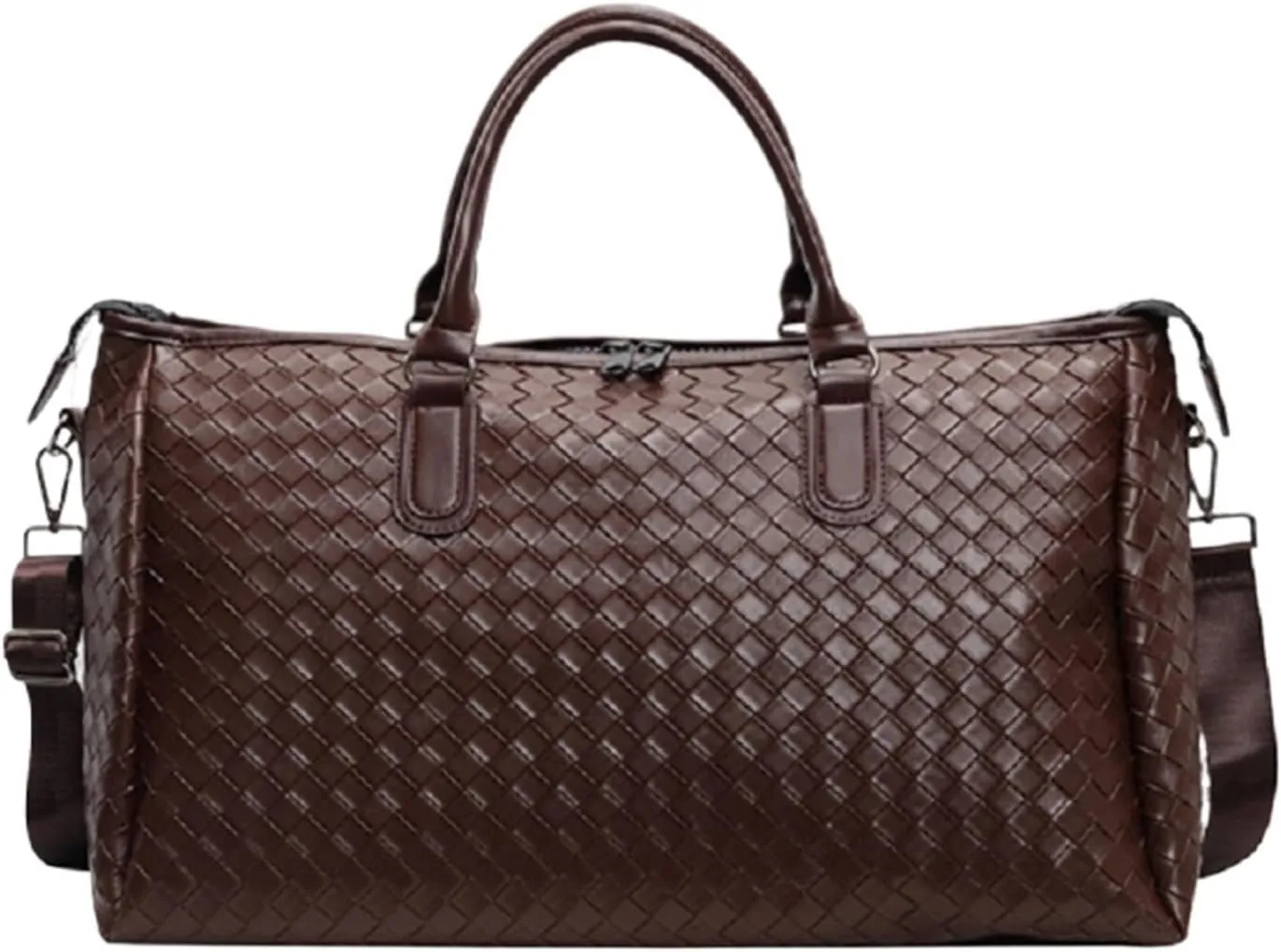 Travel Bag Men Women's Fashion Weaving Pu Leather Totes Large Capacity Shoulder Bags Business Casual Handbag