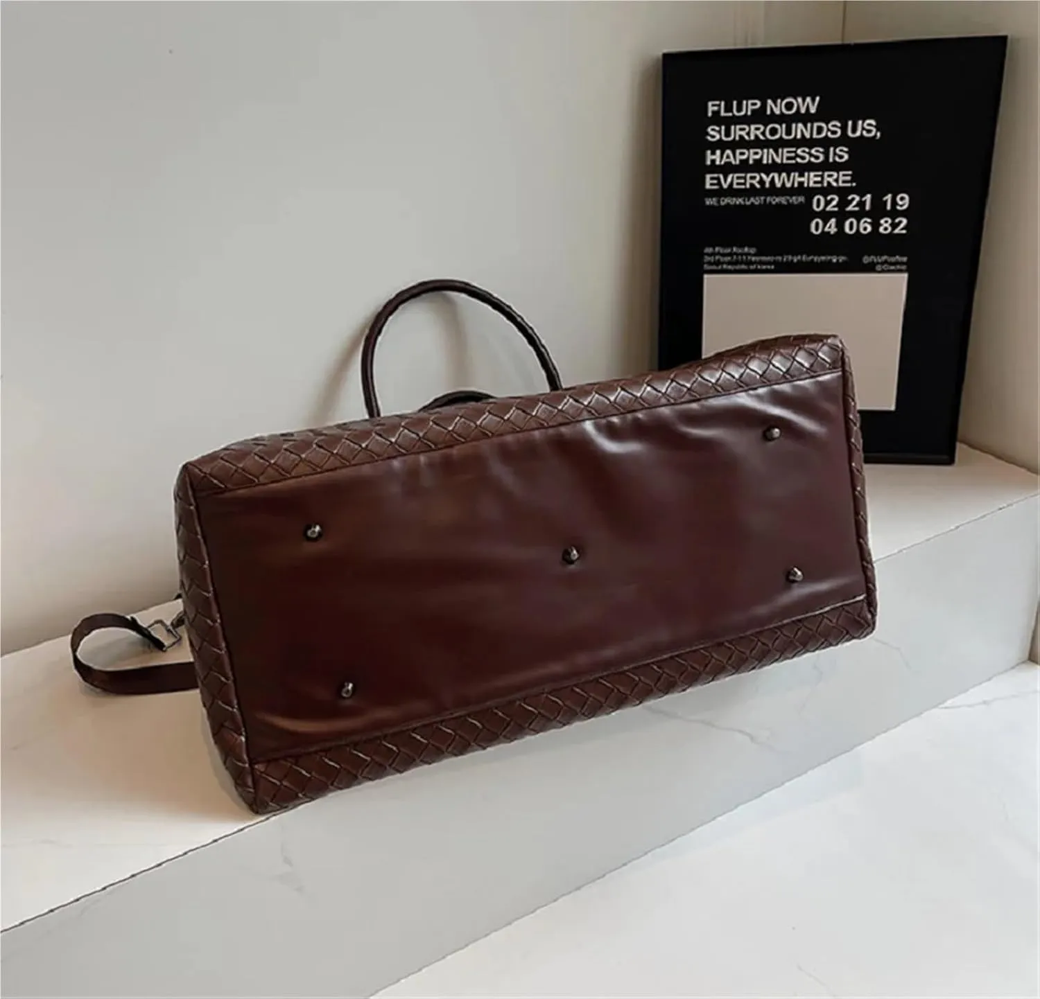 Travel Bag Men Women's Fashion Weaving Pu Leather Totes Large Capacity Shoulder Bags Business Casual Handbag
