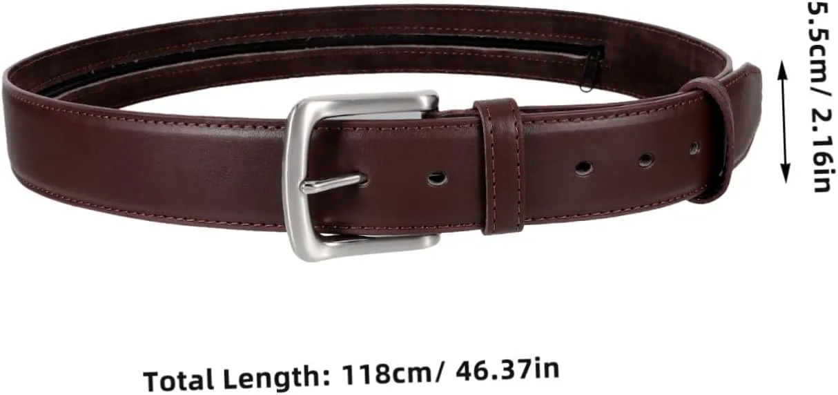 Travel Waist Wallet Belt Hidden Money Pouch Belt for Men Secure Zipper Closure Pu Adjustable Length Fashionable Design
