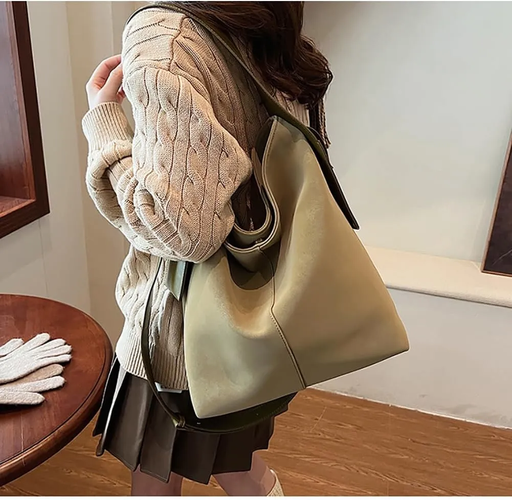 Trendy Suede Bucket Bag Women Hobo Bags Crescent Shoulder Bag Crossbody Purse Slouchy Satchels Bag Mini Tote Handbag 2024