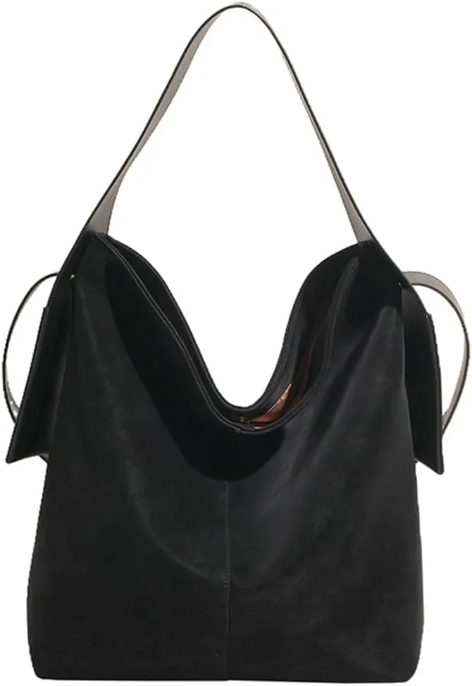 Trendy Suede Bucket Bag Women Hobo Bags Crescent Shoulder Bag Crossbody Purse Slouchy Satchels Bag Mini Tote Handbag 2024