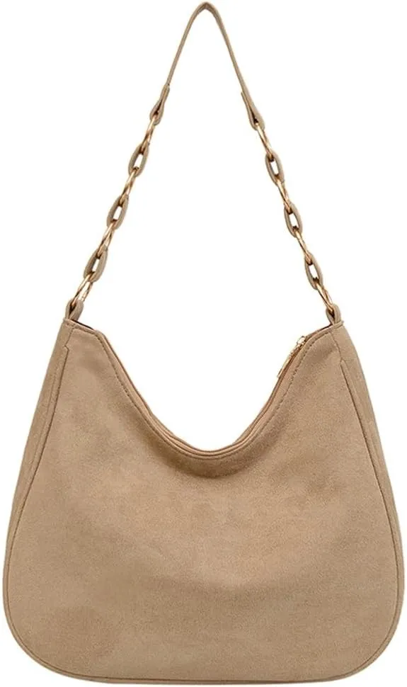 Trendy Suede Crescent Tote Bag Women Slouchy Satchels Shoulder Bag Crossbody Purse Top-handle Travel Tote Handbag 2024