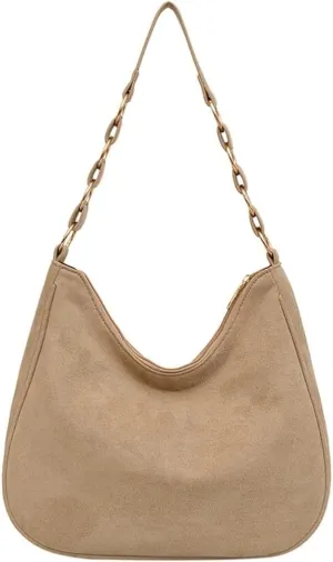 Trendy Suede Crescent Tote Bag Women Slouchy Satchels Shoulder Bag Crossbody Purse Top-handle Travel Tote Handbag 2024