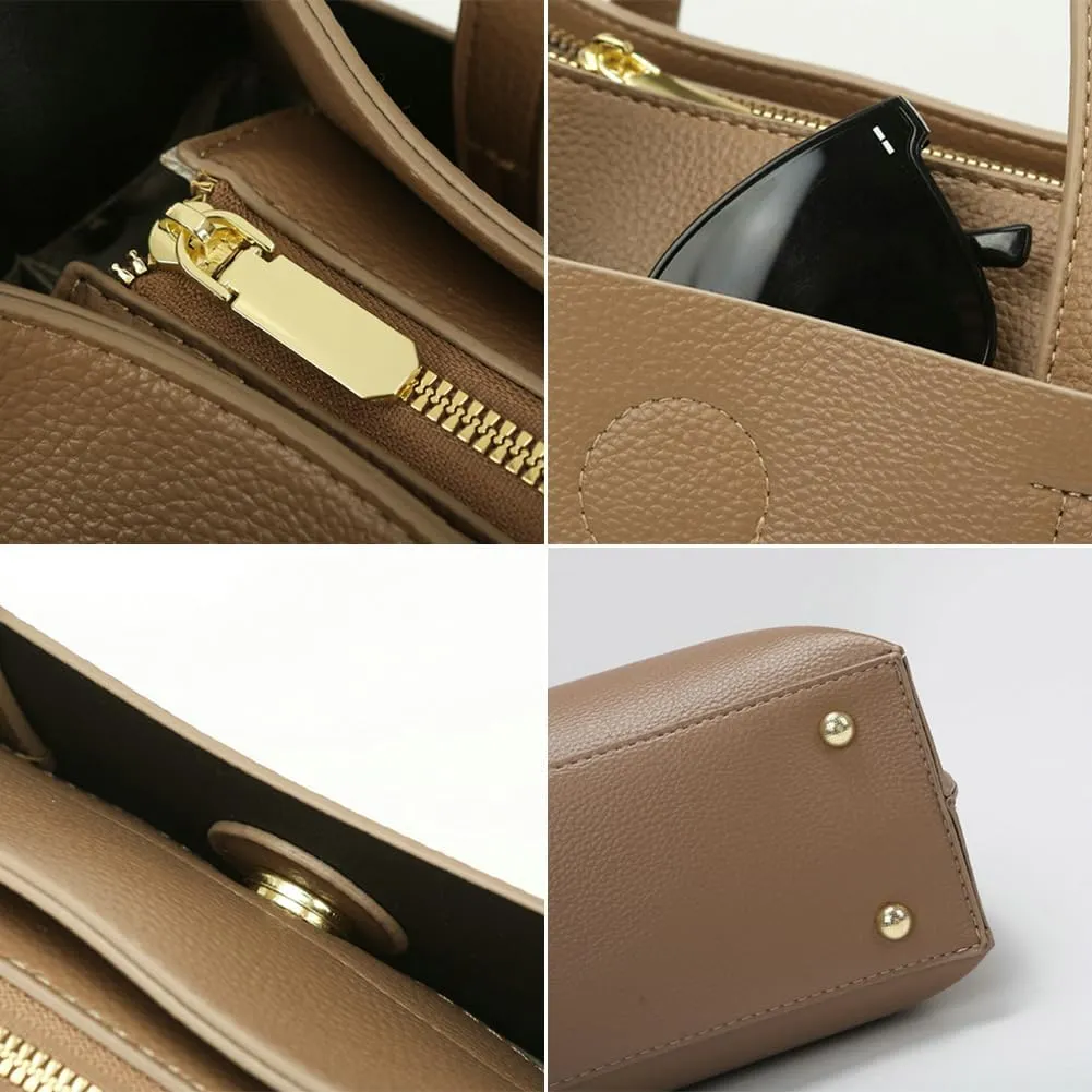 Trendy Vegan Leather Shoulder Crossbody Bag for Women Small Tote Purse Top Handle Handbags Office Satchels Gifts