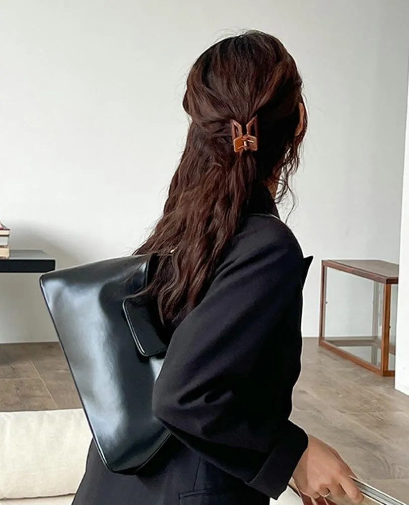 Trendy Vegan Leather Shoulder Tote Bag for Women Y2k Large Working Handbags Casual Ladies Top Handle Satchels