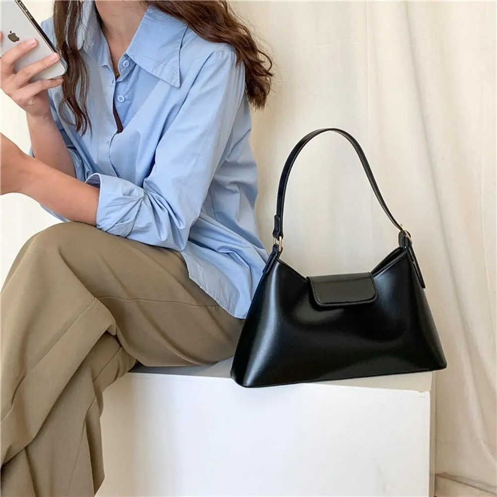 Trendy Vegan Leather Shoulder Tote Bag for Women Y2k Large Working Handbags Casual Ladies Top Handle Satchels